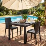 CALIGOLA - tavolo da giardino in resina effetto rattan