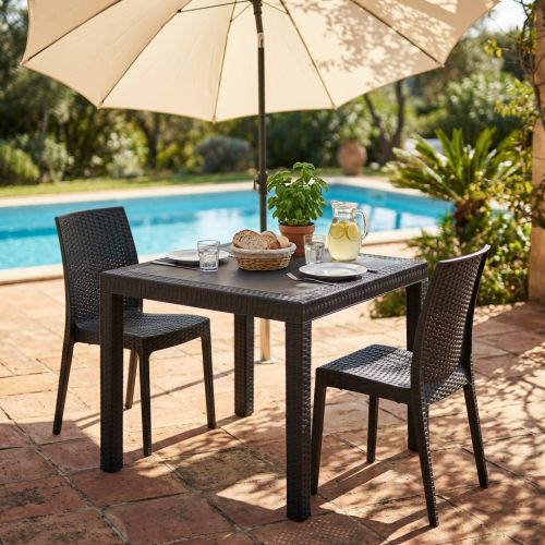 CALIGOLA - tavolo da giardino in wicker quadrato