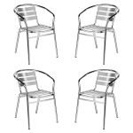 Set di 4 poltrone impilabili in alluminio tubo tondo