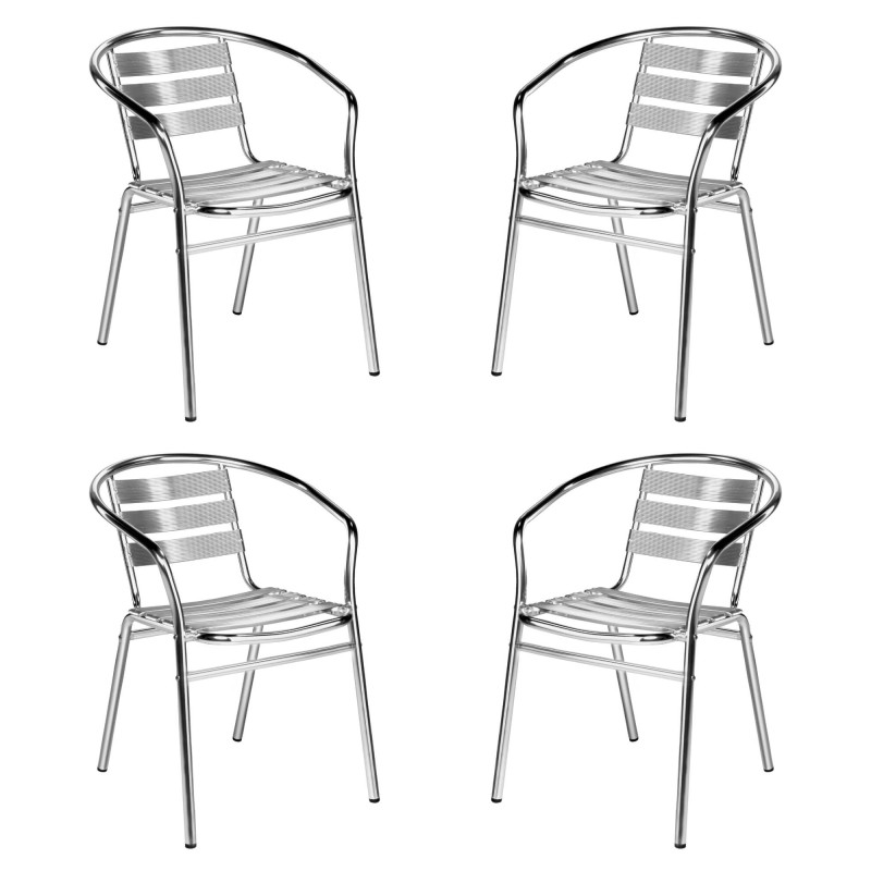 Set di 4 poltrone impilabili in alluminio tubo tondo