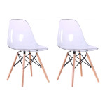 JULIETTE - sedia stile nordico trasparente con gambe in legno set da 2