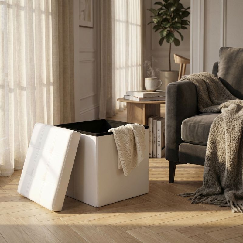 ZARA - pouf quadrato in ecopelle