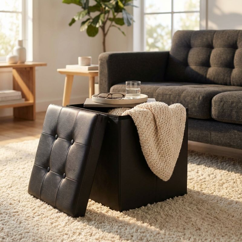 ZARA - pouf quadrato in ecopelle