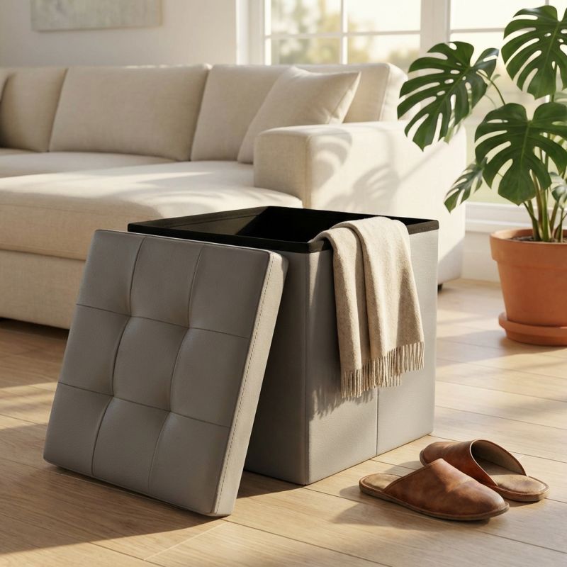 ZARA - pouf quadrato in ecopelle