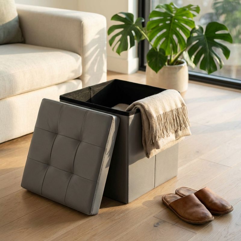 ZARA - pouf quadrato in ecopelle