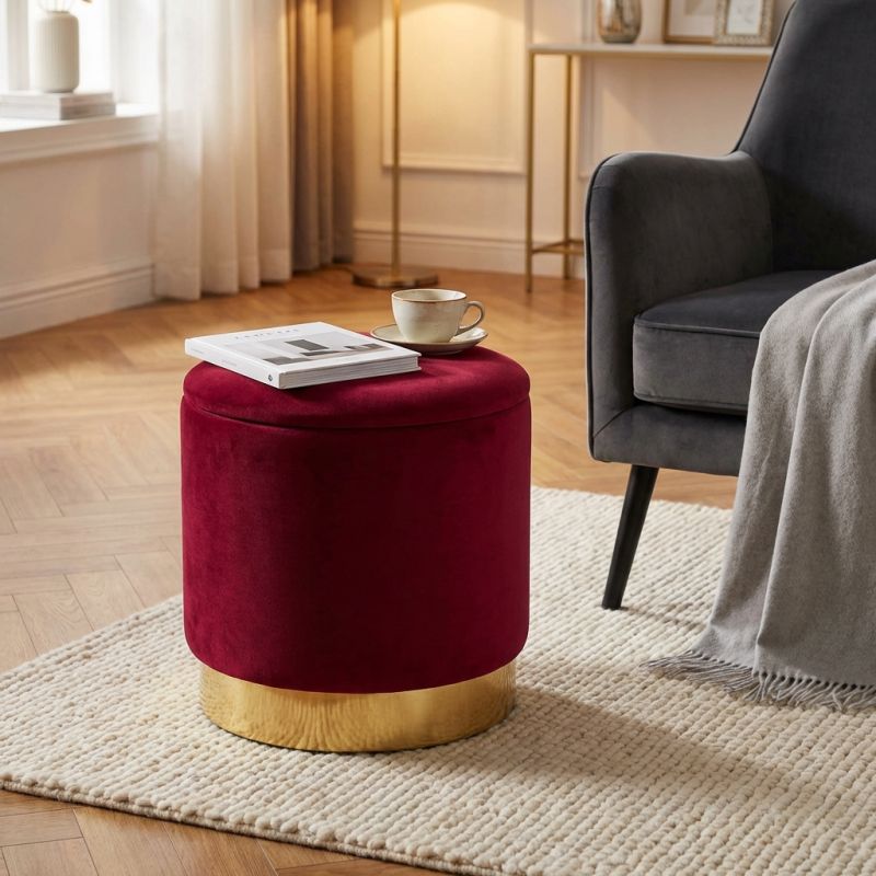 LARA - pouf rotondo in velluto