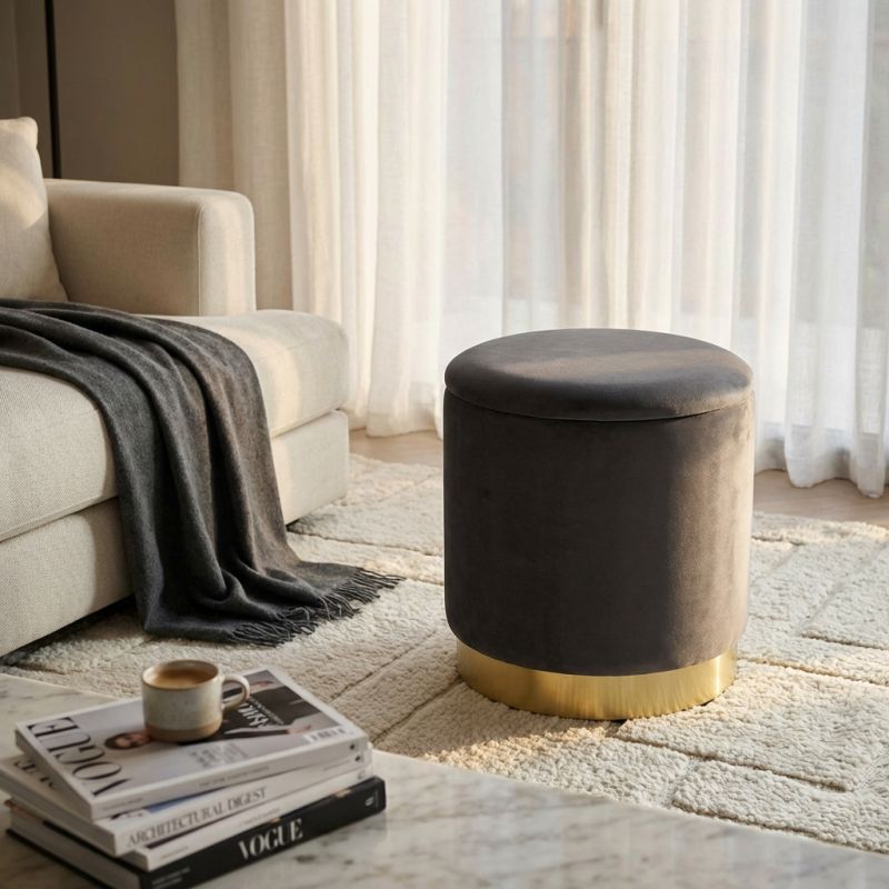 LARA - pouf rotondo in velluto