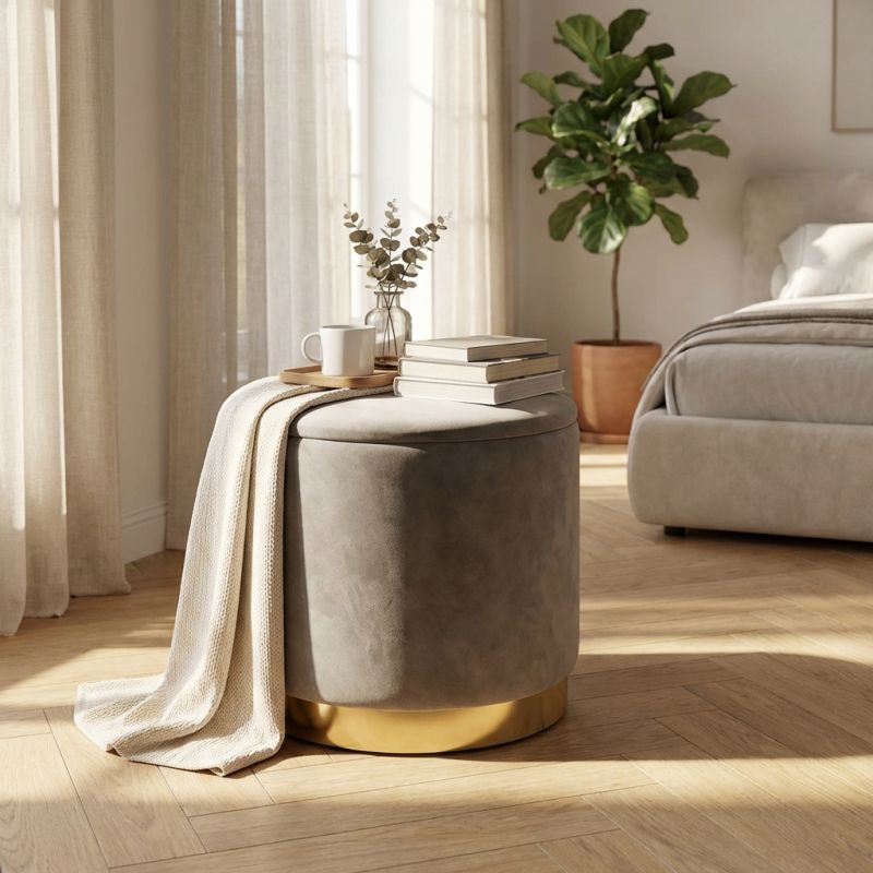 LARA - pouf rotondo in velluto