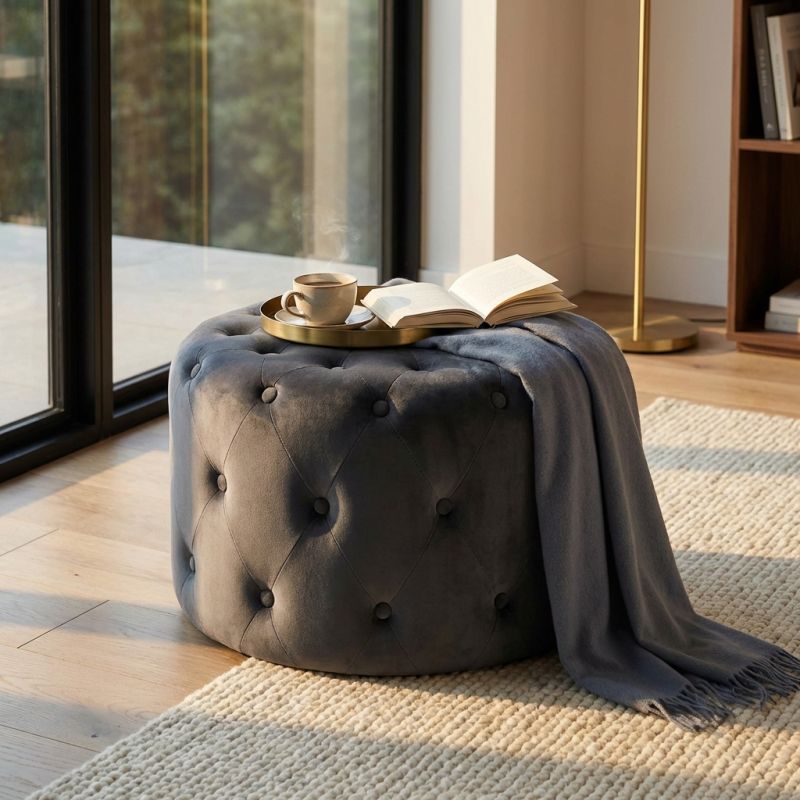 AURA - pouf rotondo in velluto