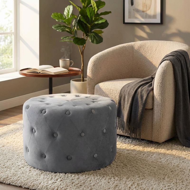 AURA - pouf rotondo in velluto