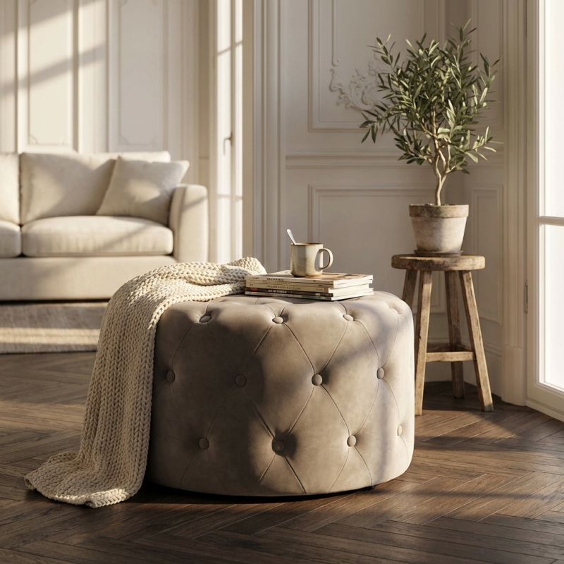 AURA - pouf rotondo in velluto