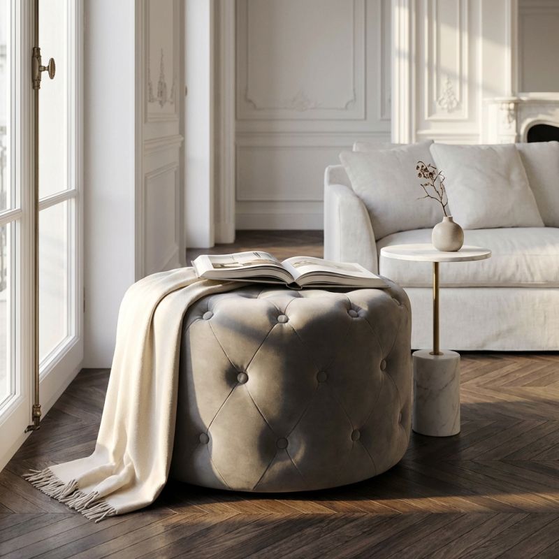 AURA - pouf rotondo in velluto