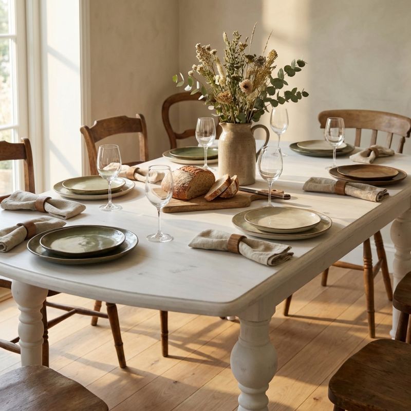 CROSS - tavolo vintage allungabile in legno con piano stondato