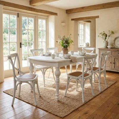 CROSS - tavolo vintage allungabile in legno con piano stondato