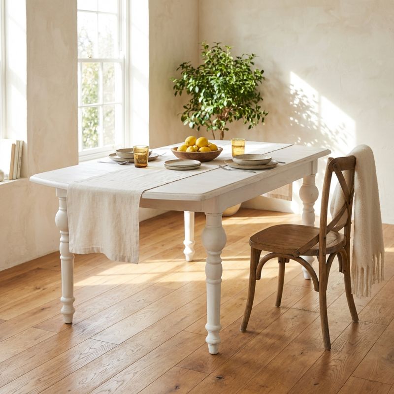 CROSS - tavolo vintage allungabile in legno con piano stondato