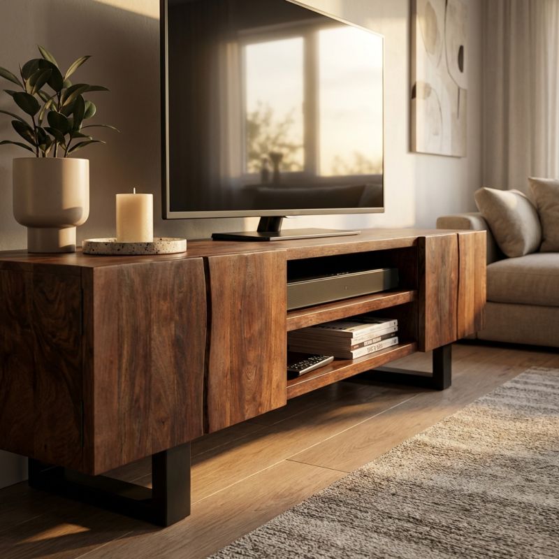 LUNA - porta tv in legno massiccio