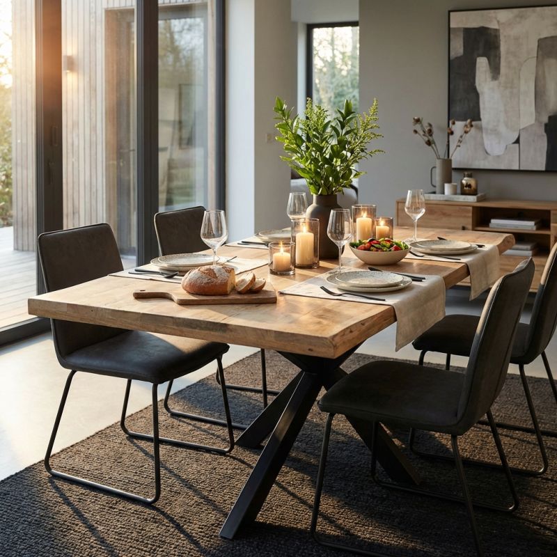 INDY - tavolo con piano in legno massiccio