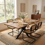 DENNY - tavolo con piano in legno massiccio