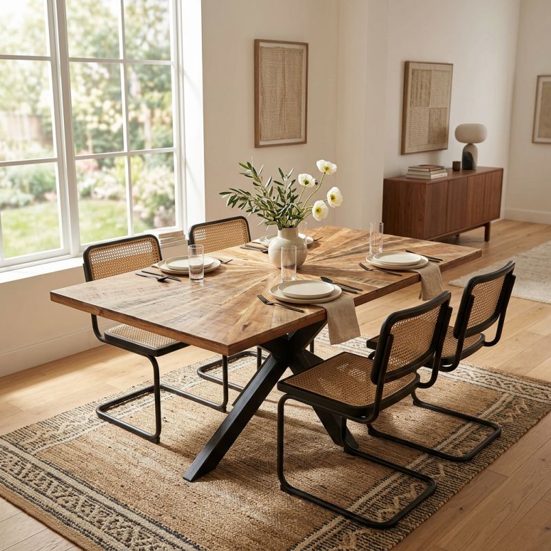 DENNY - tavolo con piano in legno massiccio