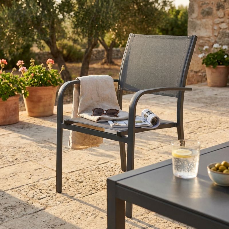 TORRES - poltrona con struttura in alluminio verniciato bianco, antracite, taupe o tortora