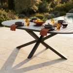 ARTORIUS - tavolo rotondo da giardino in alluminio allungabile 150/200 x 150