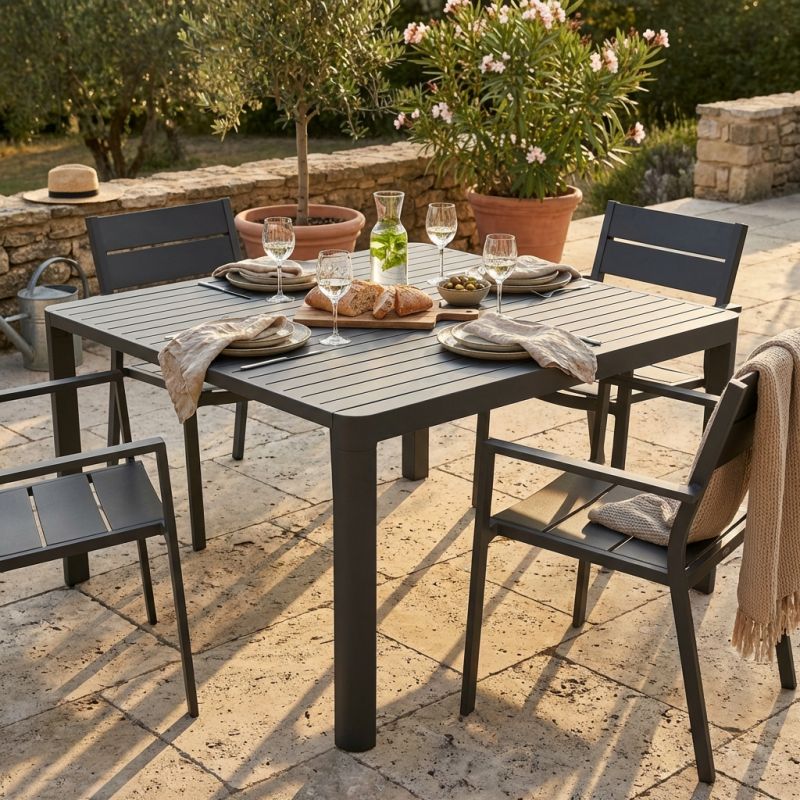 LARS - tavolo da giardino in alluminio allungabile 100/150 x 150 cm