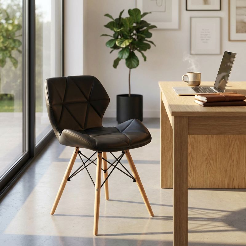 NAOMIE - sedia moderna in ecopelle e legno