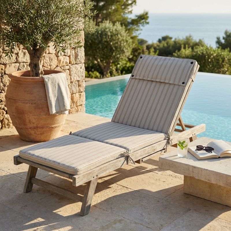 STRAND - cuscino sdraio con doppia cucitura idrorepellente a righe