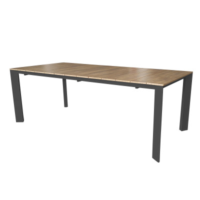 FALL - tavolo da giardino in alluminio allungabile 215/280x100 effetto legno