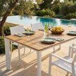 FALL - tavolo da giardino in alluminio allungabile 215/280x100 effetto legno