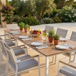 FALL - tavolo da giardino in alluminio allungabile 215/280x100 effetto legno