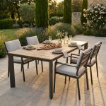 FALL - tavolo da giardino in alluminio allungabile 215/280x100 effetto legno