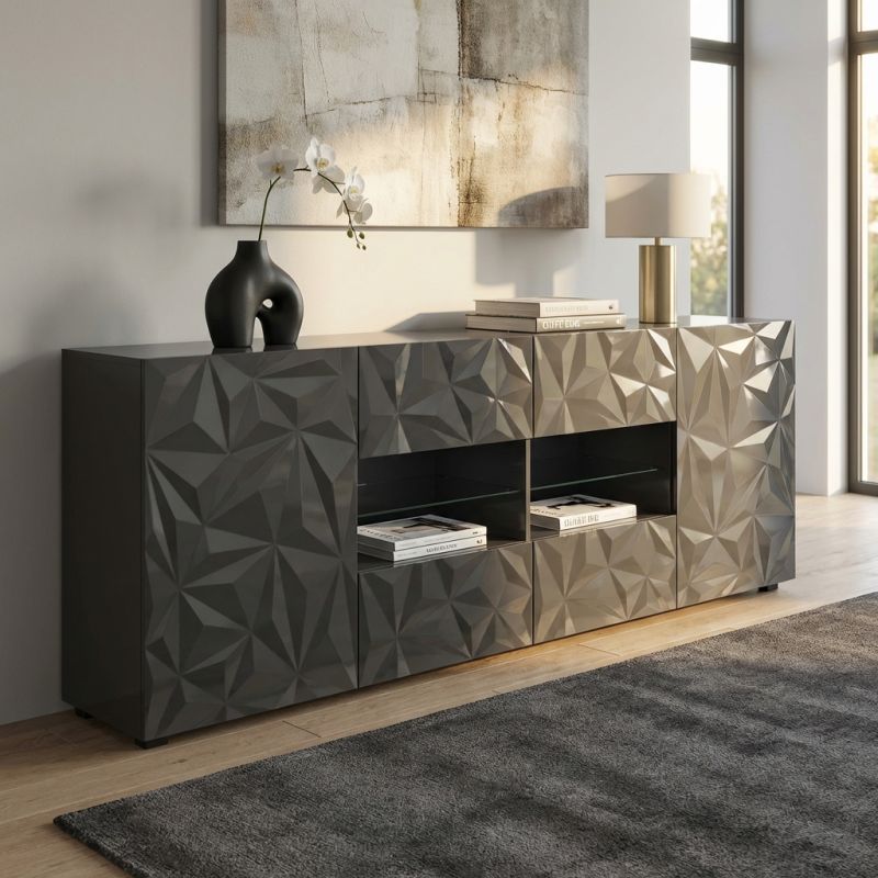 LION - madia di design moderno 2 ante 4 cassetti