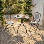 TAVIRA - set due sedie pieghevoli e tavolo rotondo con decori