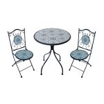 TAVIRA - set due sedie pieghevoli e tavolo rotondo con decori