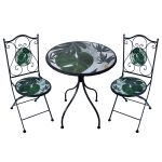SINTRA - set due sedie e tavolo rotondo con decori