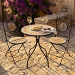 NISA - set due sedie pieghevoli e tavolo rotondo con decori