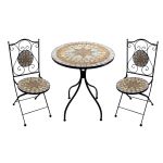 NISA - set due sedie pieghevoli e tavolo rotondo con decori