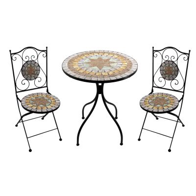 NISA - set due sedie pieghevoli e tavolo rotondo con decori