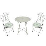 PALMELA - set due sedie pieghevoli e tavolo rotondo con decori