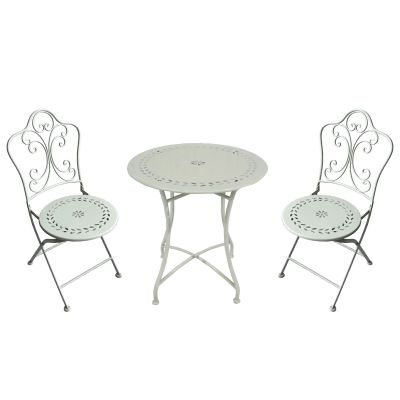 PALMELA - set due sedie pieghevoli e tavolo rotondo con decori