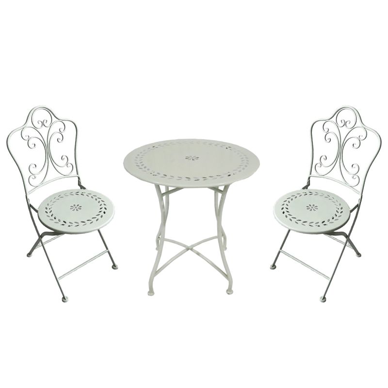 PALMELA - set due sedie pieghevoli e tavolo rotondo con decori