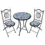 SILVES - set due sedie pieghevoli e tavolo rotondo con decori