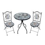 SILVES - set due sedie pieghevoli e tavolo rotondo con decori