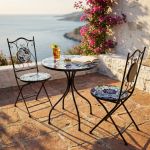 PICASSO - set due sedie pieghevoli e tavolo rotondo con decori