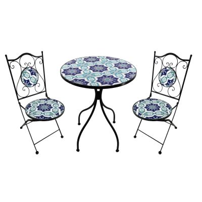 PICASSO - set due sedie pieghevoli e tavolo rotondo con decori