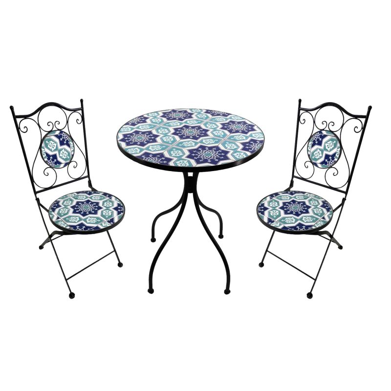 PICASSO - set due sedie pieghevoli e tavolo rotondo con decori