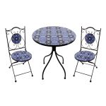 LAGOS - set due sedie pieghevoli e tavolo rotondo con decori