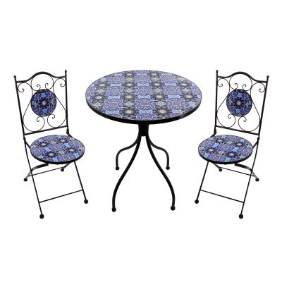 LAGOS - set due sedie pieghevoli e tavolo rotondo con decori