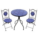 AVEIRO - set due sedie pieghevoli e tavolo rotondo con decori